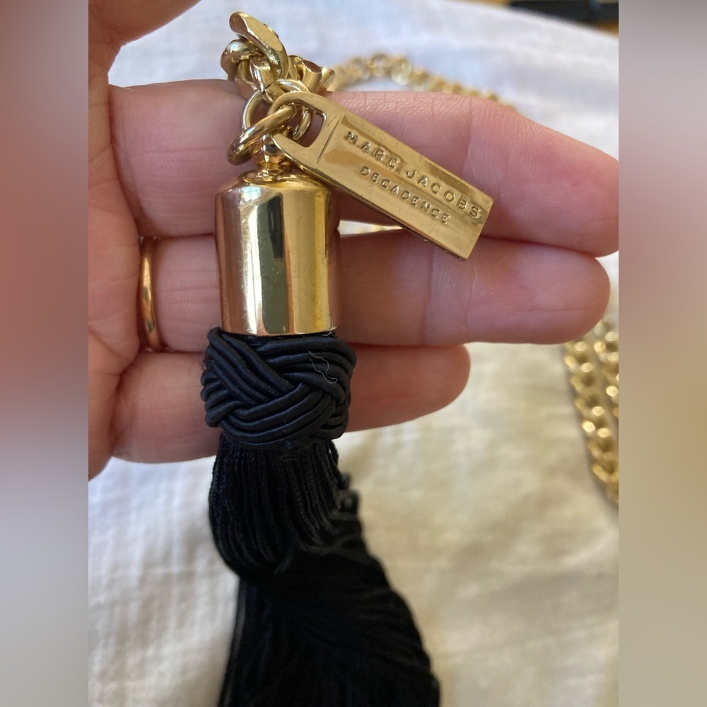 Marc Jacobs Decadence Black Tassel Statement Necklace Lariat Runway‎